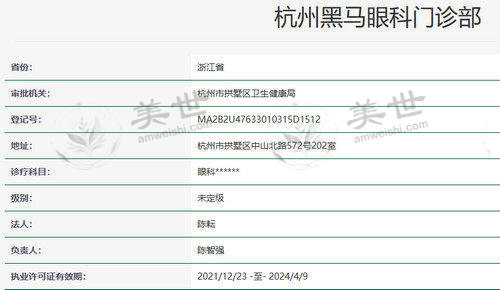 杭州黑马眼科门诊部资质