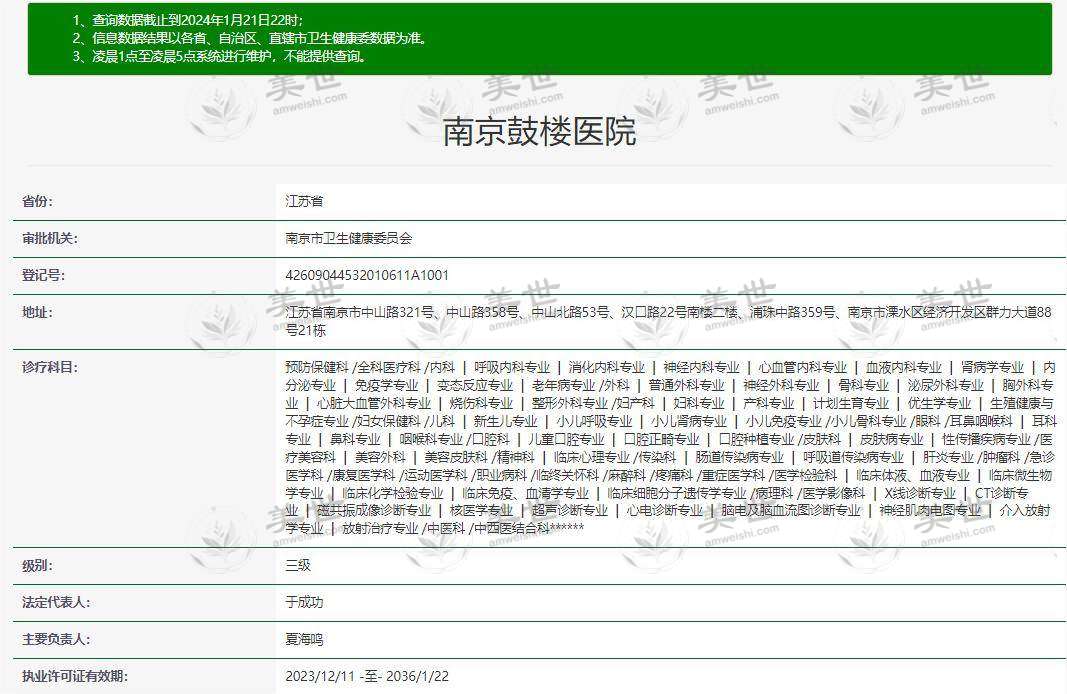 南京鼓楼医院眼科资质信息