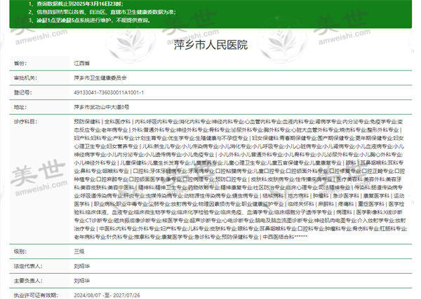 萍乡市人民医院眼科资质